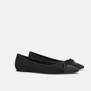 ZARA - WOMENS CAPPED TOE BLACK BALLET FLATS - SIZE 7 1/2